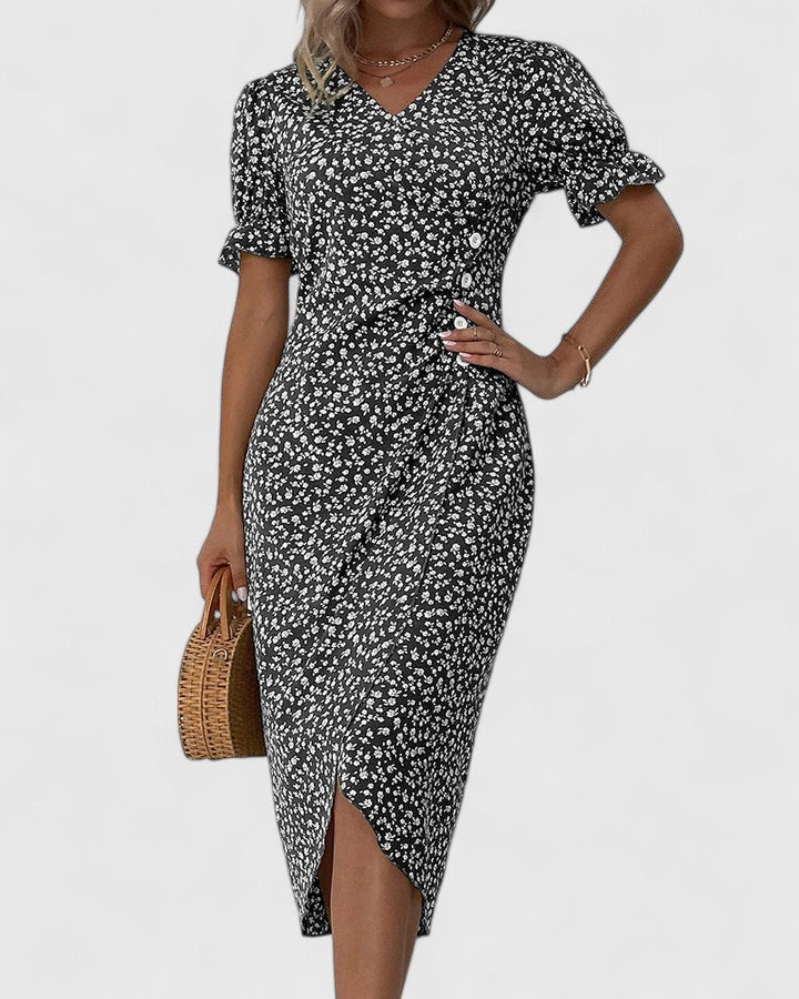 Katia | Lightweight Summer Midi Dress with Flattering Silhouette