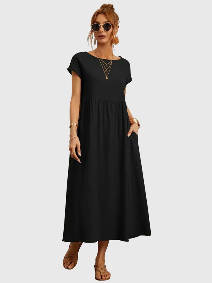 Giselle | Relaxed Midi Dress with Side Pockets & Breathable Fabric