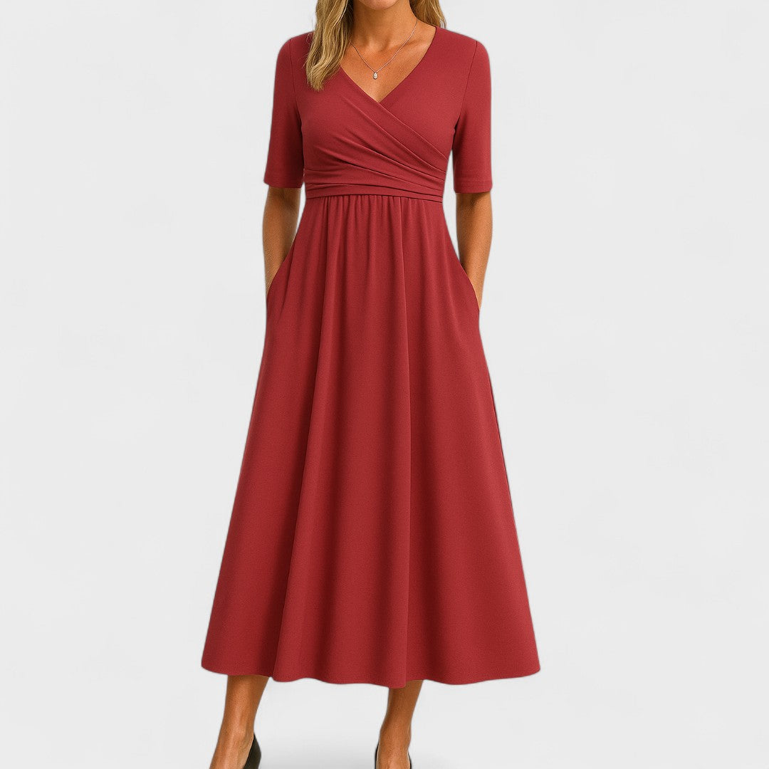 Phoebe | A-Line Midi Dress with Streamlined Silhouette & Comfortable Fit