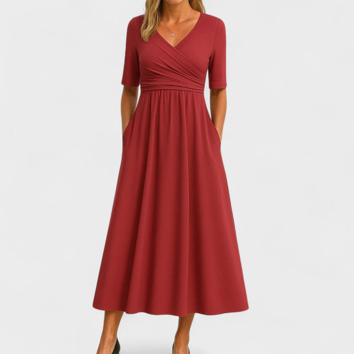 Phoebe | A-Line Midi Dress with Streamlined Silhouette & Comfortable Fit