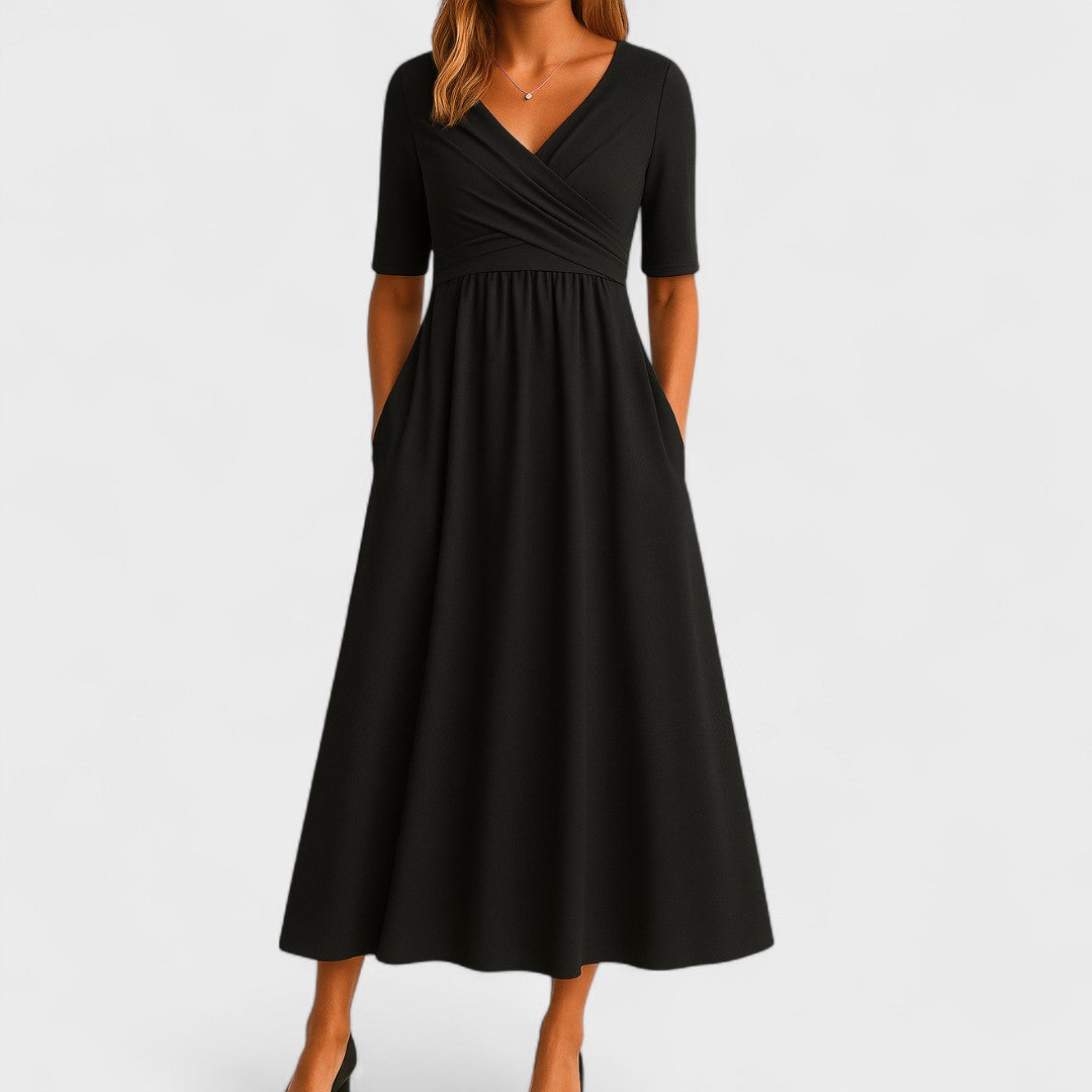 Phoebe | A-Line Midi Dress with Streamlined Silhouette & Comfortable Fit