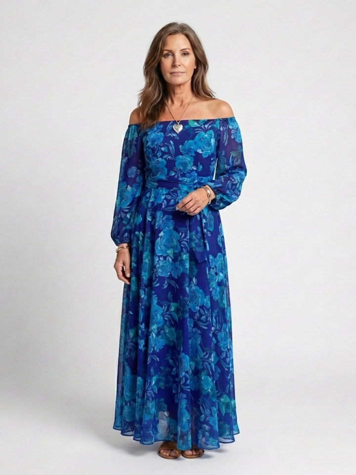 Greta | Floral Maxi Dress with Off Shoulder Detail