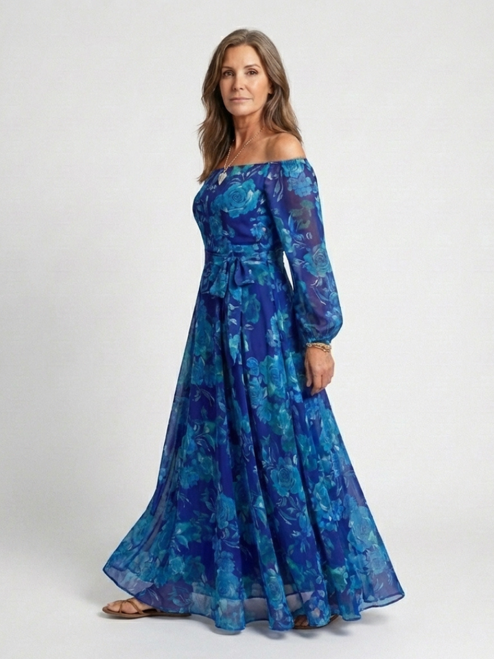 Greta | Floral Maxi Dress with Off Shoulder Detail