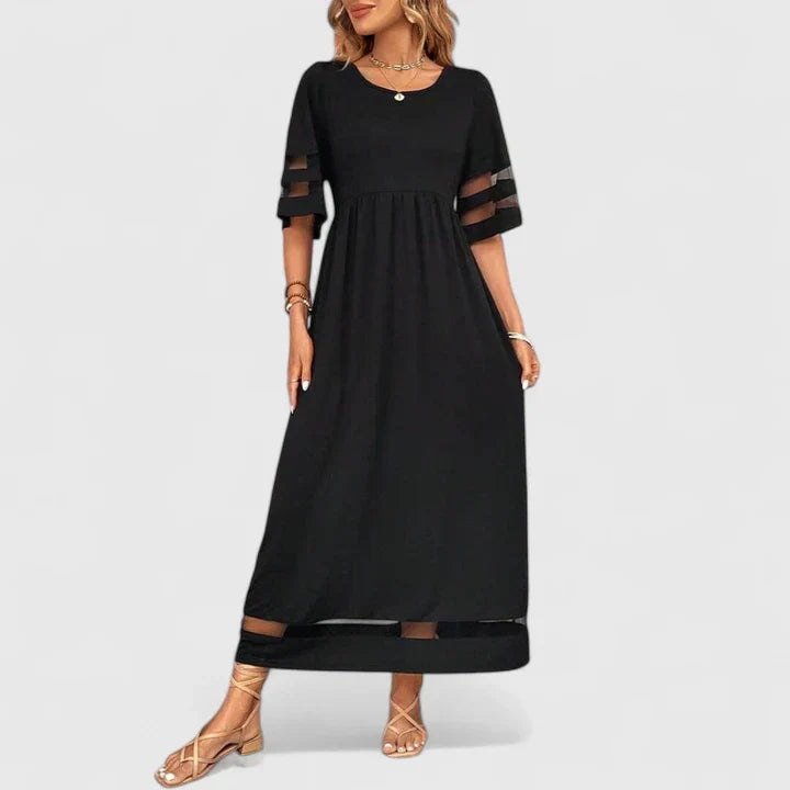 Delia | Empire Waist Midi Dress with Flowing Skirt & Tummy Coverage