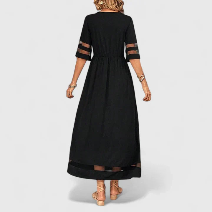 Delia | Empire Waist Midi Dress with Flowing Skirt & Tummy Coverage