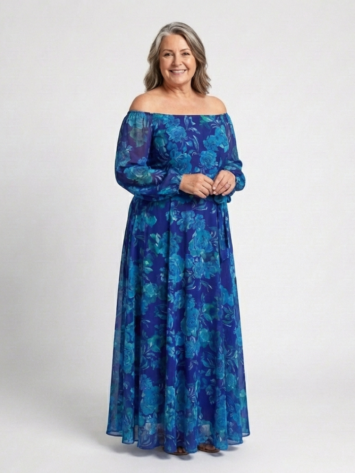 Greta | Floral Maxi Dress with Off Shoulder Detail