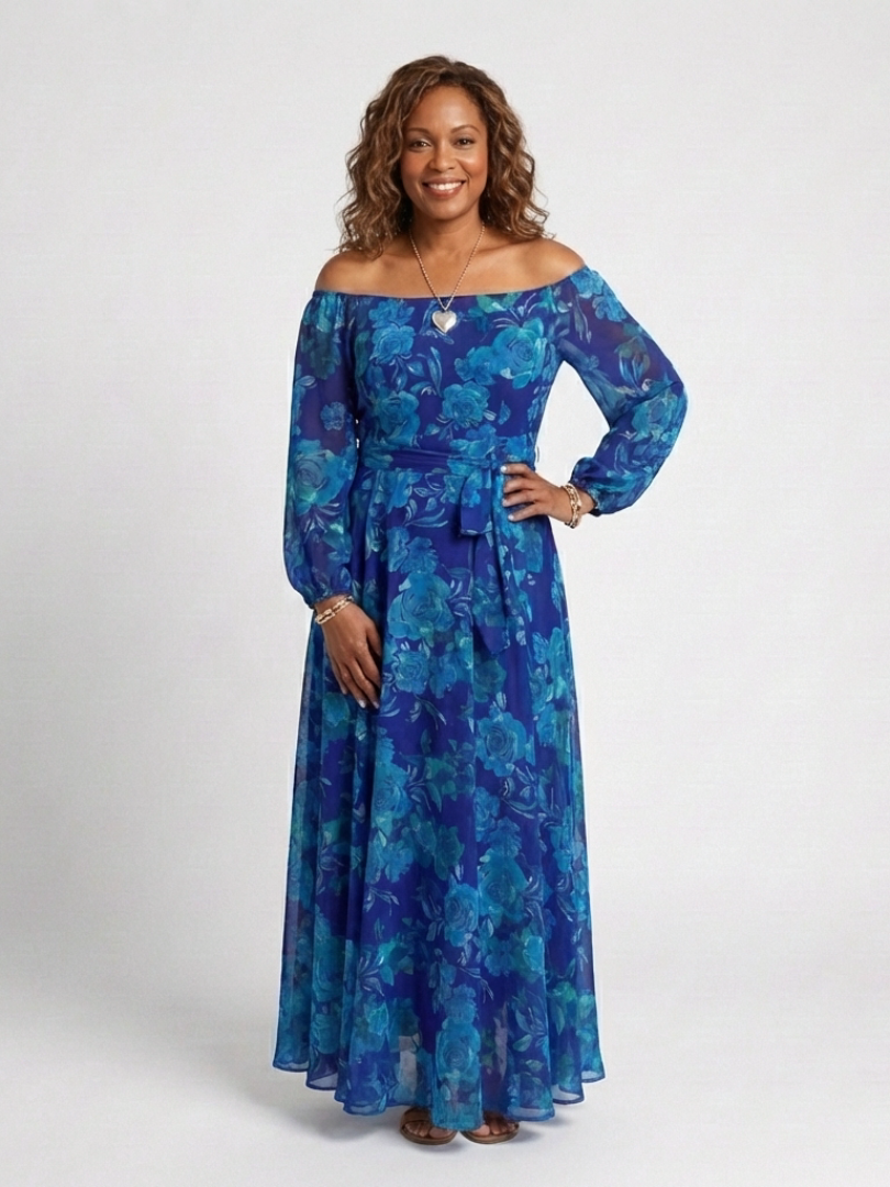 Greta | Floral Maxi Dress with Off Shoulder Detail