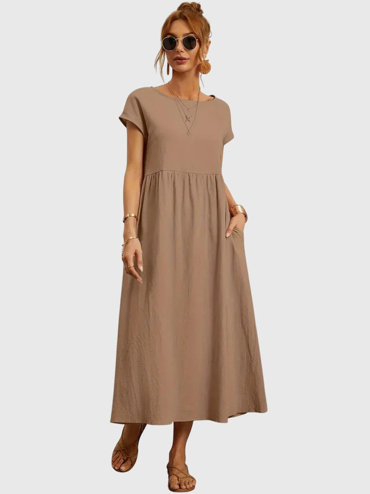 Giselle | Relaxed Midi Dress with Side Pockets & Breathable Fabric