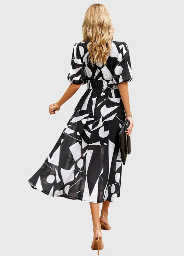 Marlene | Floral Print Midi Dress with Smocked Waist & Flowy Skirt