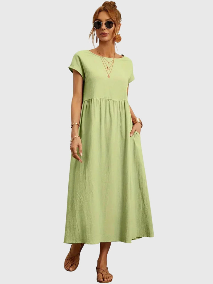 Giselle | Relaxed Midi Dress with Side Pockets & Breathable Fabric