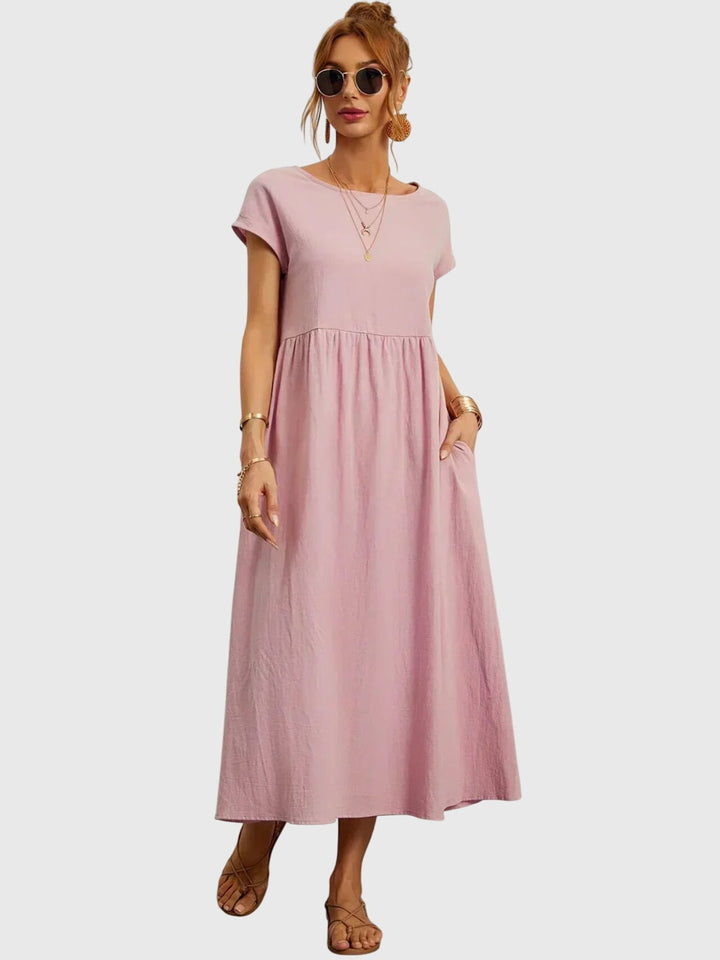 Giselle | Relaxed Midi Dress with Side Pockets & Breathable Fabric