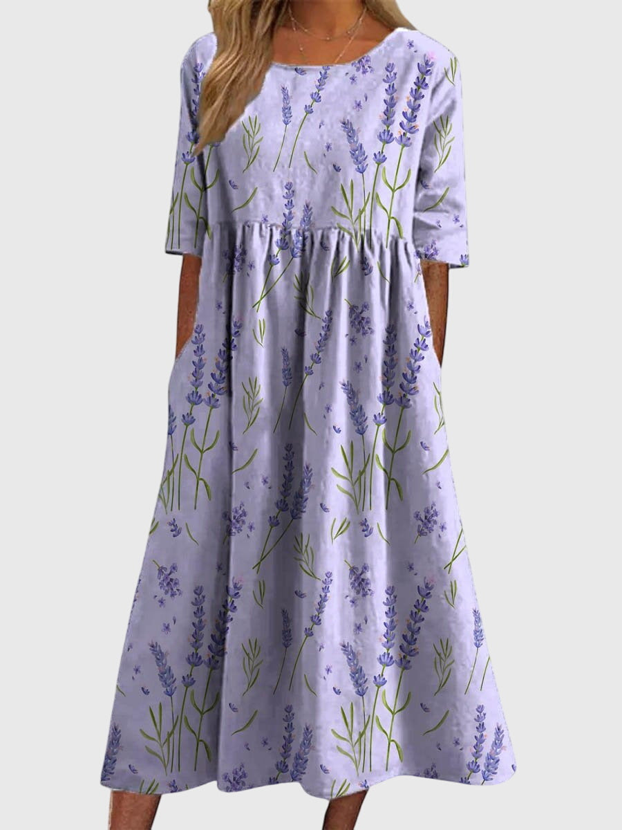 Tara | Flowy Midi Dress with Embroidered Detail & Flattering Fit