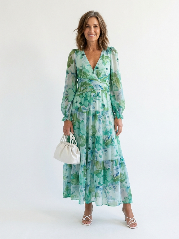 Mirelle | Floral Maxi Dress with Long Sleeves