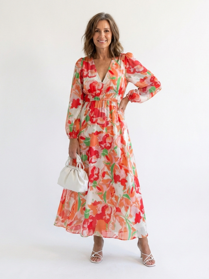 Mirelle | Floral Maxi Dress with Long Sleeves