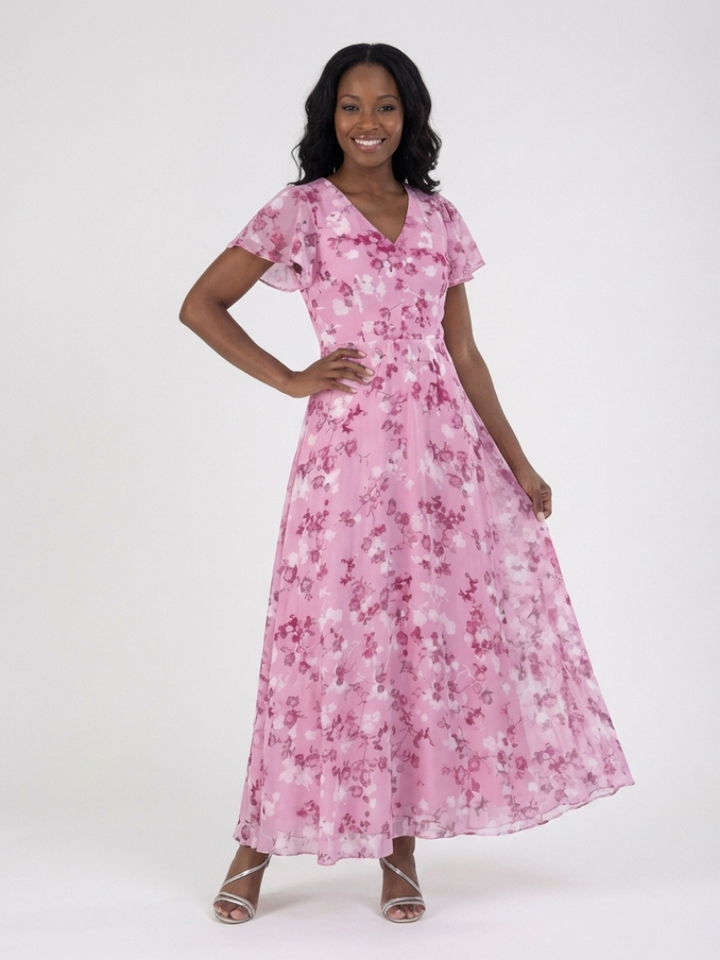 Estelle | Floral Chiffon Maxi Dress