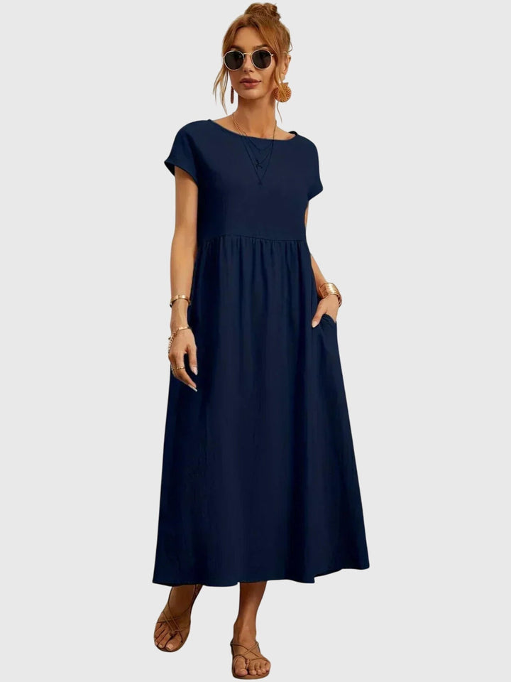 Giselle | Relaxed Midi Dress with Side Pockets & Breathable Fabric