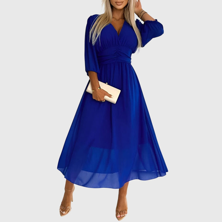 Chloe | Silky Chiffon Midi Dress with Lightweight Flattering Drape
