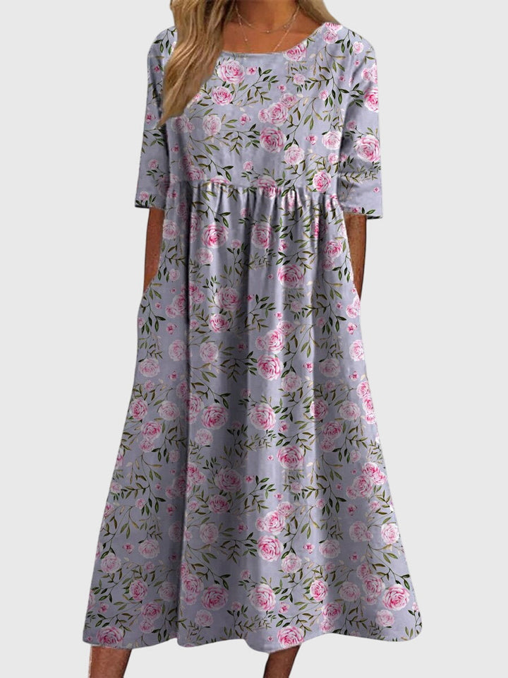 Tara | Flowy Midi Dress with Embroidered Detail & Flattering Fit