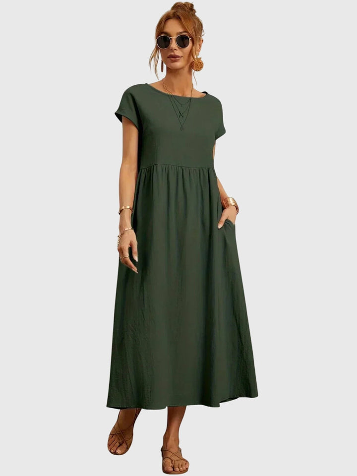 Giselle | Relaxed Midi Dress with Side Pockets & Breathable Fabric