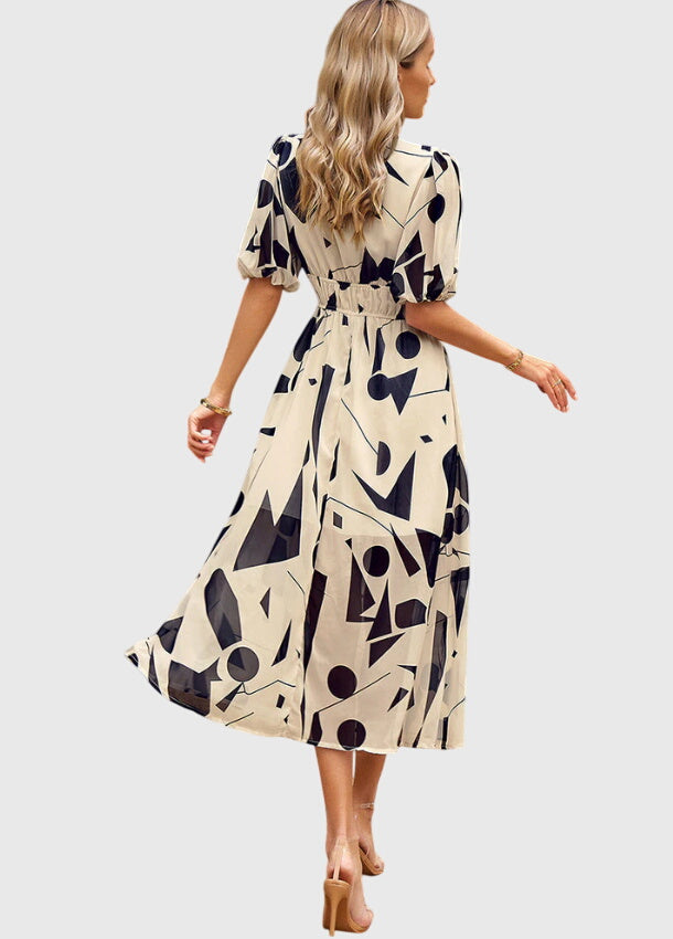 Marlene | Floral Print Midi Dress with Smocked Waist & Flowy Skirt