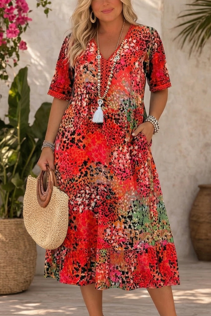 Maya | Vibrant Print Midi Dress