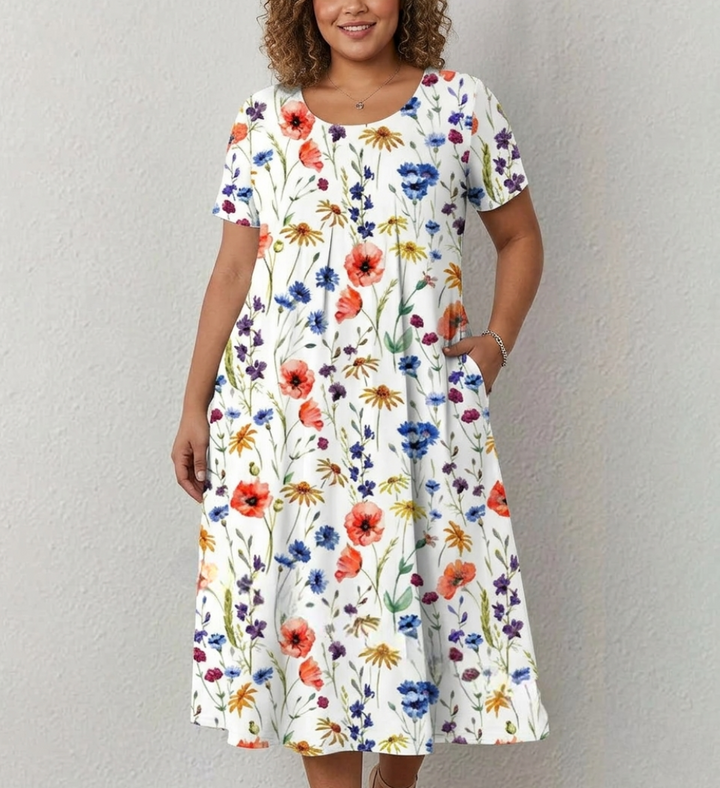 Gigi | Flowy Midi Dress with Soft Draped Silhouette