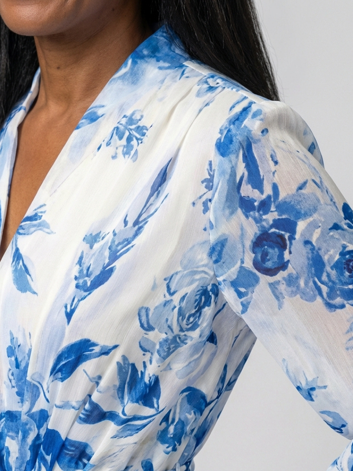 Odile | Floral Wrap Maxi Dress with Long Sleeves